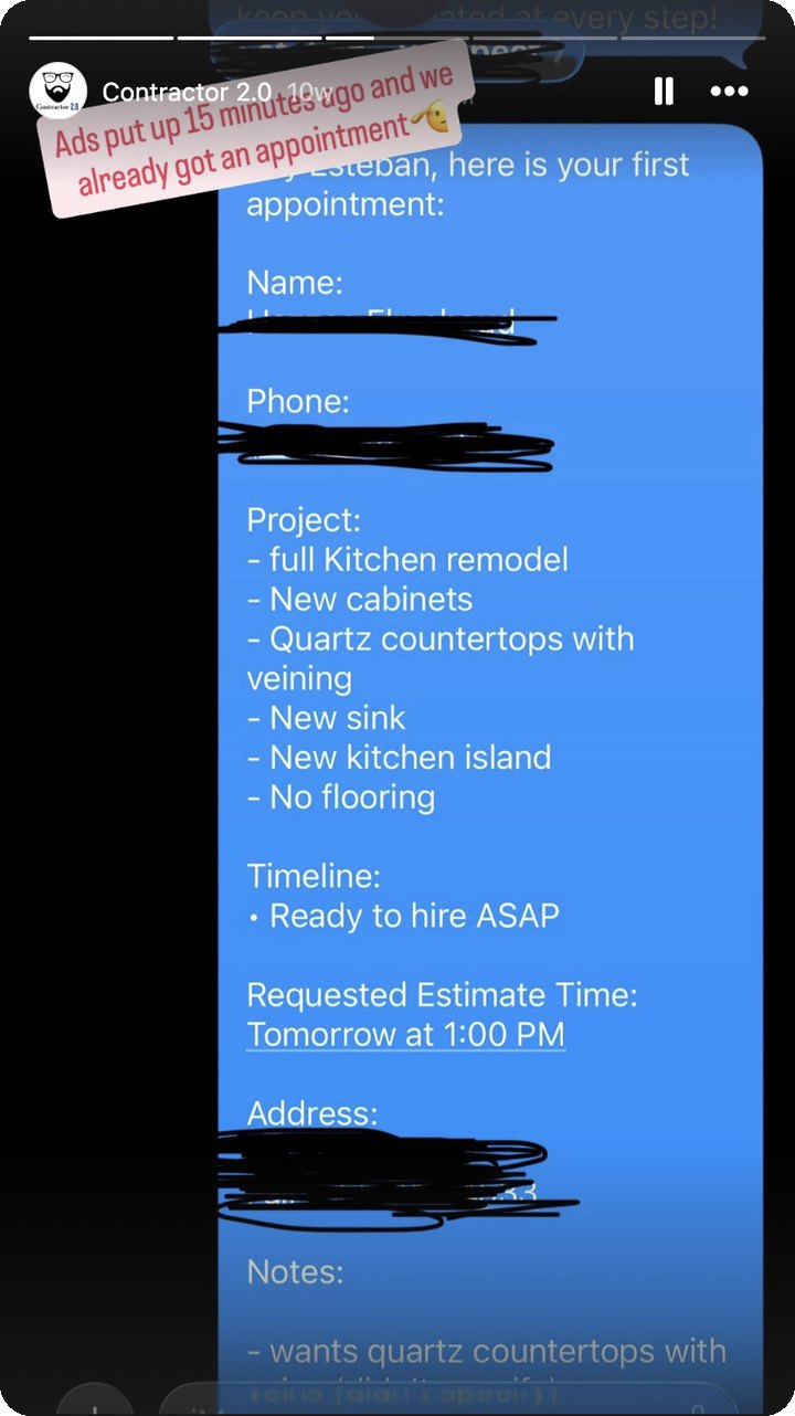 Contractor 2.0: first appointment 15 minutes after ads went live