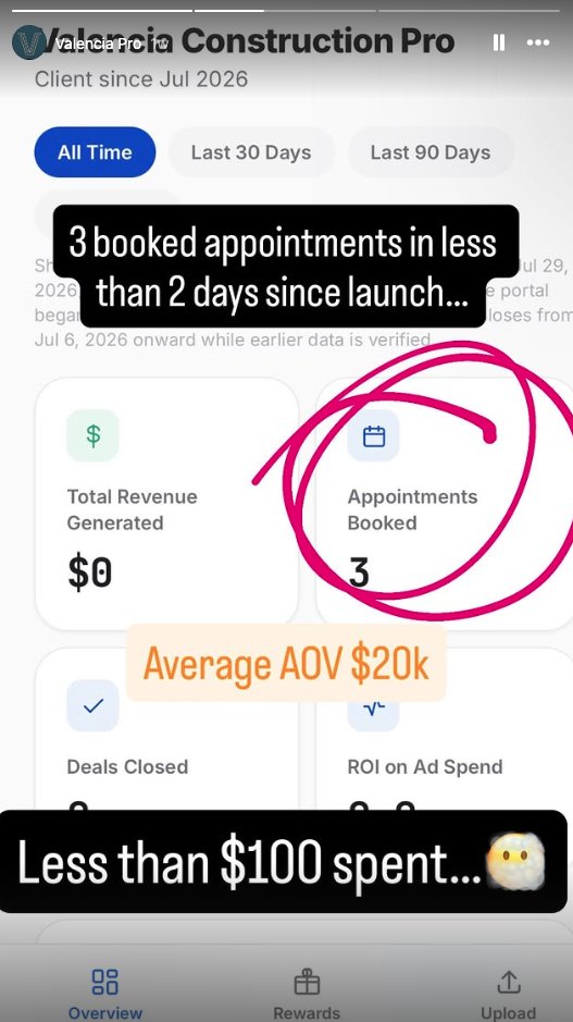 Valencia Construction Pros: 3 booked appointments in under 2 days on less than $100
